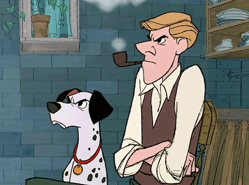 angry man and dog world disagree